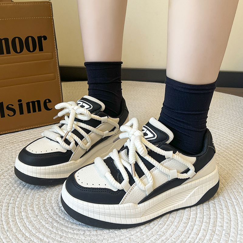 RENBEN Platform white shoes women's casual shoes fashion bread shoes girls white sneakers women
