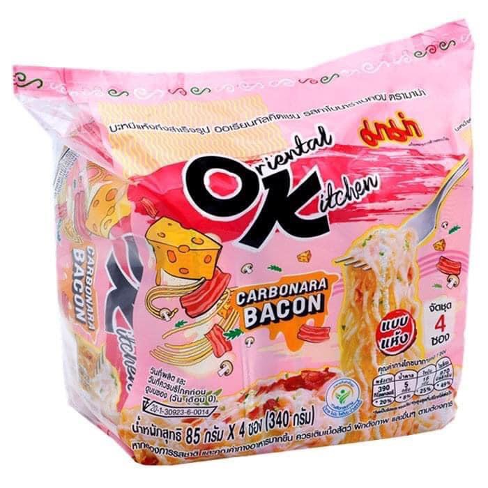 Mì ok sốt kem tươi phô mai thịt xông khói thái lan cho bé iu