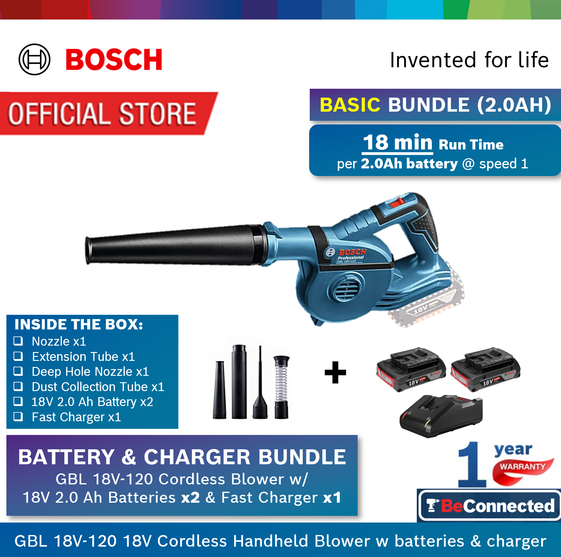 Bosch 18V Cordless Handheld Blower GBL 18V-120