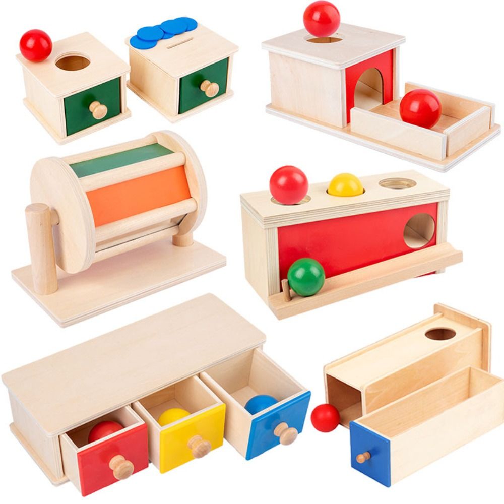 Zhi li 1 set preschool training montessori object permanence box round - ảnh sản phẩm 5