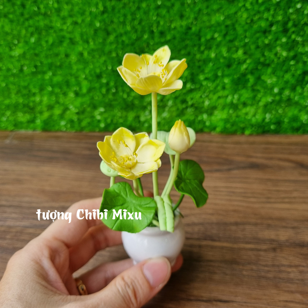 Chậu hoa sen bằng đất sét Nhật cao tầm 10cm