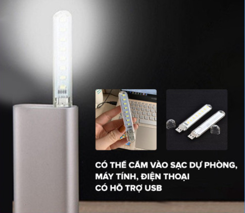 Đèn Led Cổng USB 8 Bóng Siêu Sáng - Màu Trắng