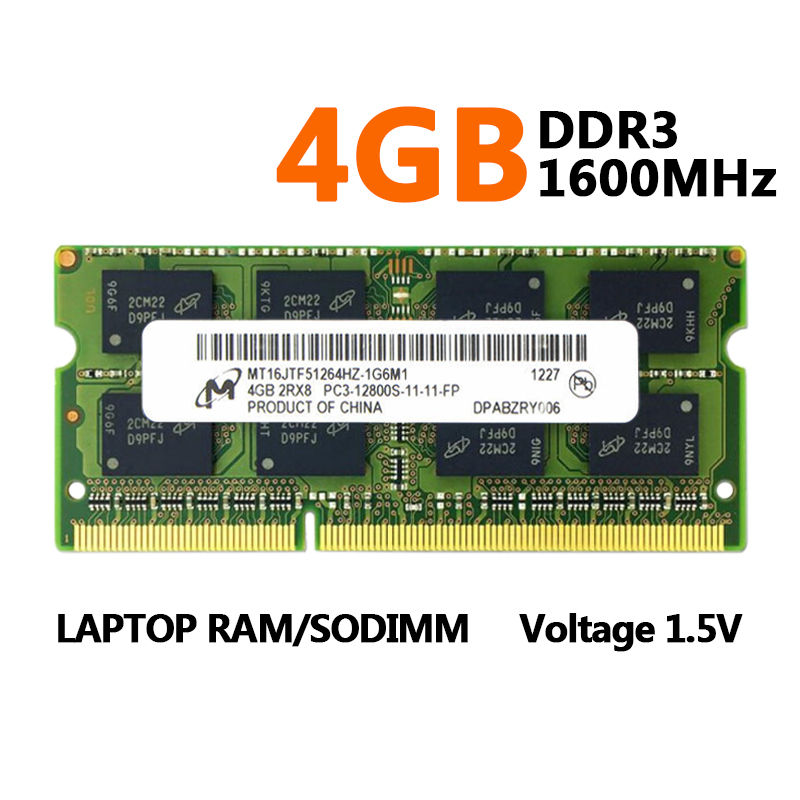 PC3L-12800 1600MHz DDR3L SODIMM Laptop Memory RAM – 4GB, 8GB, Or 16GB Modules – 204-Pin, 1.35V – Samsung/Hynix/Crucial