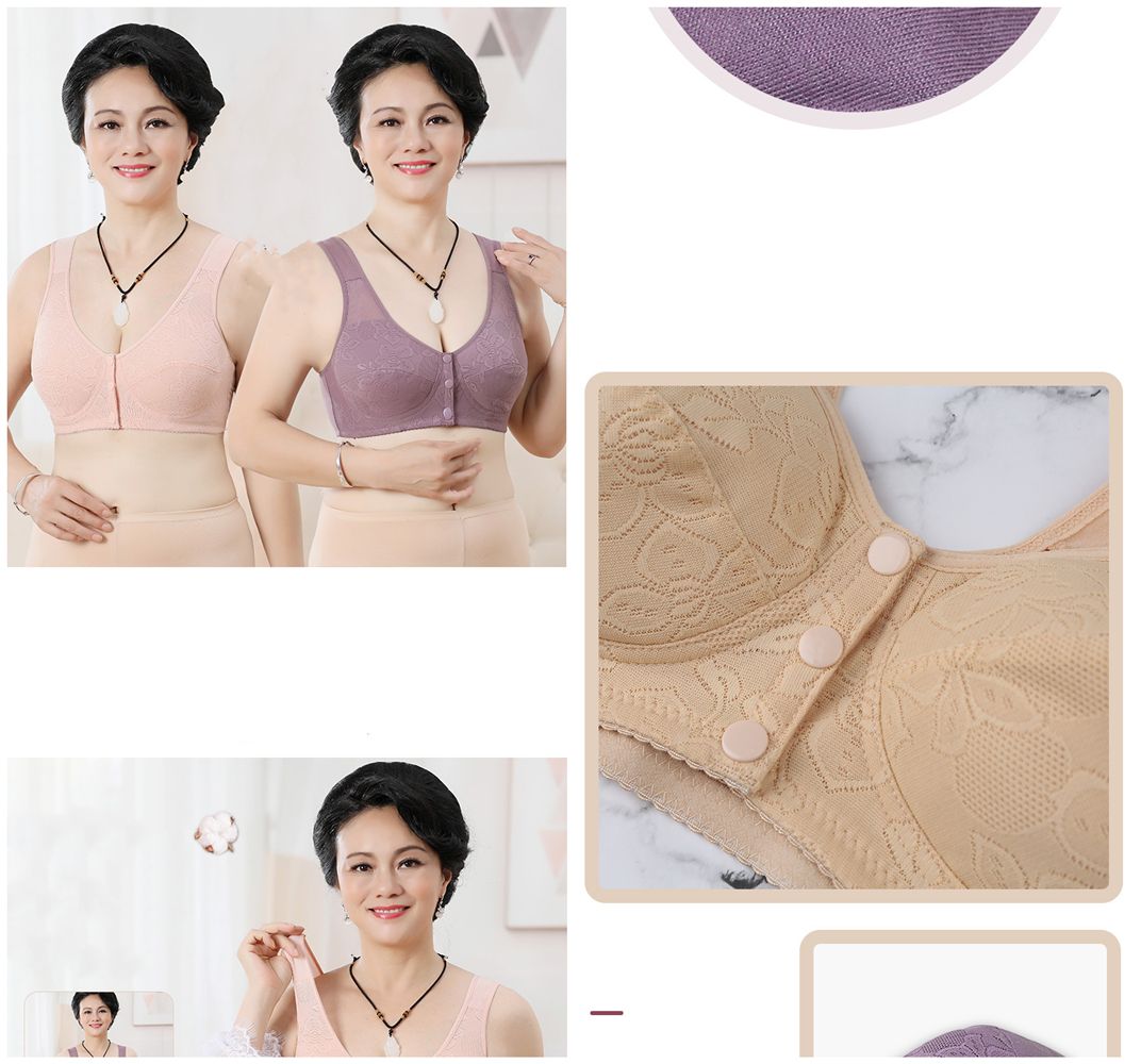 OMQAIO】40-90kg Bra Women Front Button Without Wire Push Up Full