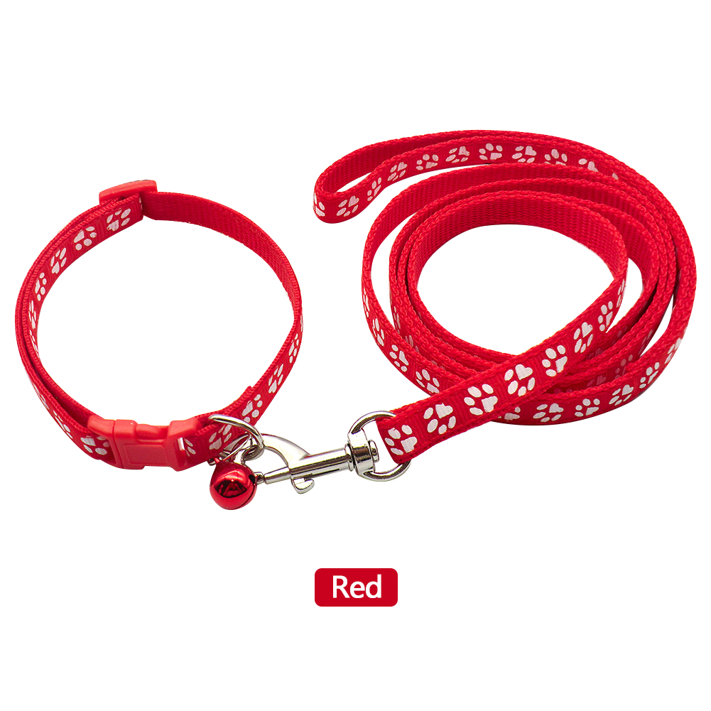 Hittime 1.2M Pet Leash and Harness Set Dog Chain With Cute Paw Print for Small Cat and Dogs Out Walk Dog Leash Vest Pet Supplies