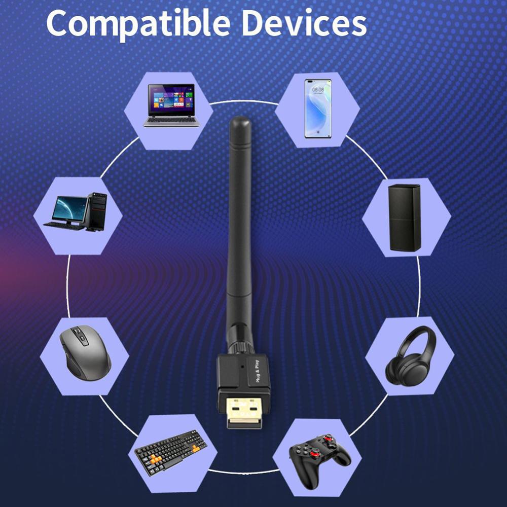 Music Audio Receiver Transmitter 100M Long Range Wireless USB Adapter Bluetooth-Compatible 5.3 Support Windows 8.1/10/11 for PC Speaker Wireless Mouse