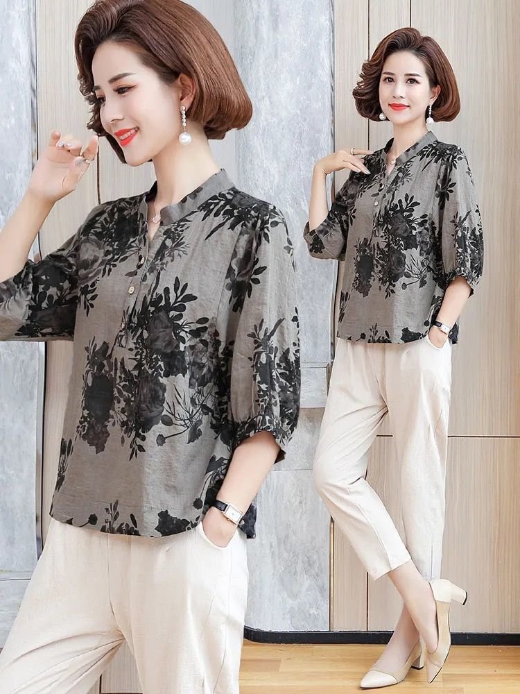 Áo trung niên tay lỡ cổ V