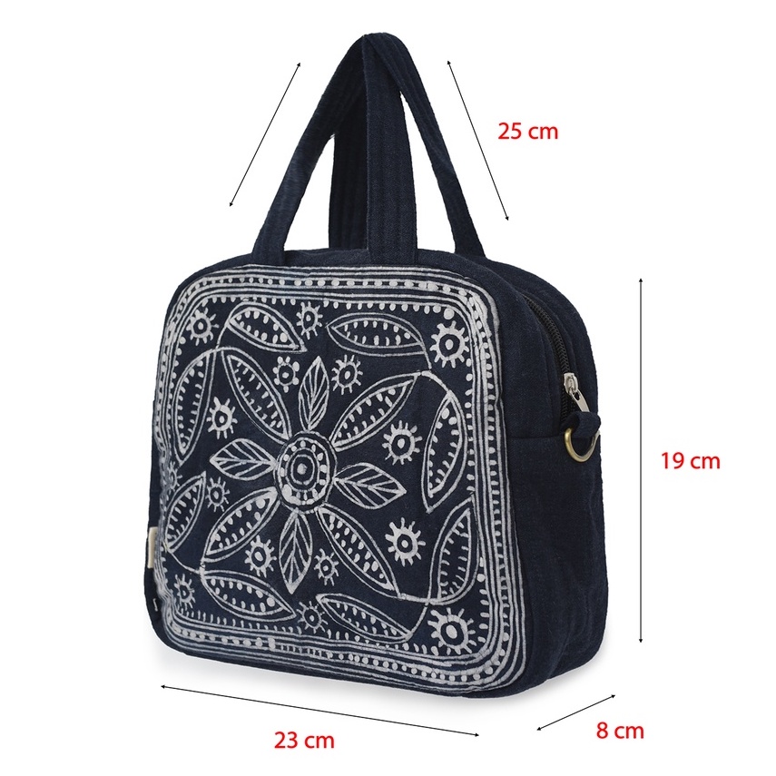 Túi xách thời trang họa tiết Trapez Hemp Handmade
