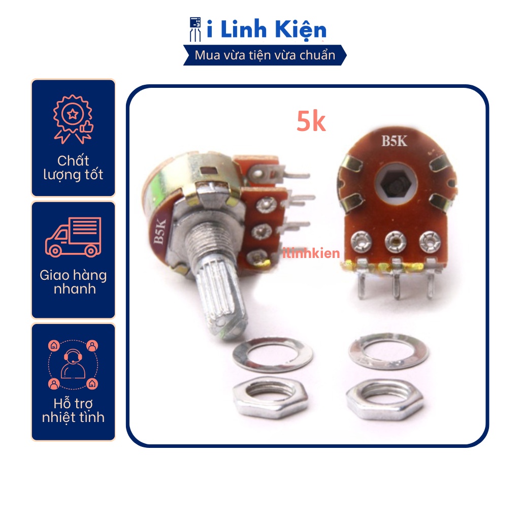 Chiết áp đôi 5K WH148-B5K 15mm