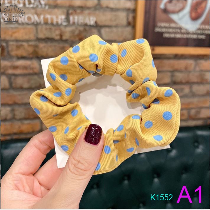 Dây buộc tóc, cột tóc scrunchies chấm bi thời trang thanh lịch Orin K1552
