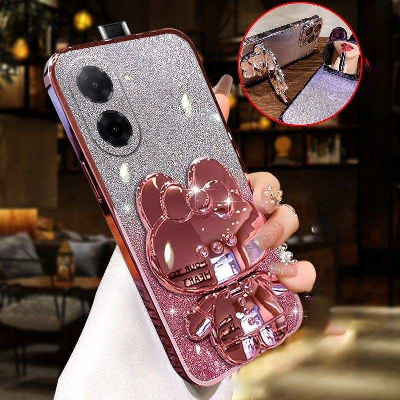 New Phone case Xiaomi Xiaomi Poco C71 Back cover Camera Protection Semi Transparent Soft Silicone Rabbit bracket Shockproof Exquisite Glitter Powder for Xiaomi Poco C71 case. 