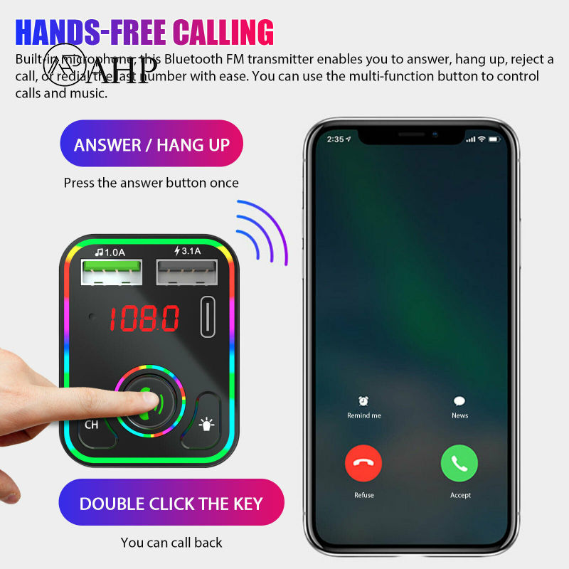 Fansuq 【hàng có sẵn】📣F3 Bluetood-Tương Thích phát FM trên xe ô tô MP3 Đài Phát Thanh U Đĩa Âm Nhạc Máy Nghe Nhạc Bộ chuyển đổi không dây Kit Pd Nhanh Chóng Sạc Hands-Free Cuộc Gọi Receiver