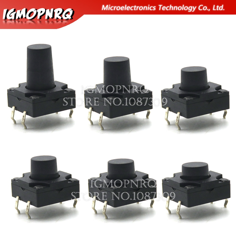 10 cái 12x12 PCB xúc giác nút bấm nhỏ chuyển SMD nhúng 4pin công tắc kích hoạt siêu nhỏ 12*12*4.3/5/6/7/8mm 6x6*4.3mm 6mm 7mm 8mm không thấm nước mạch tích hợp