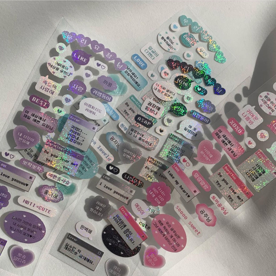 Tấm sticker bling bling lấp lánh mẫu câu Korea