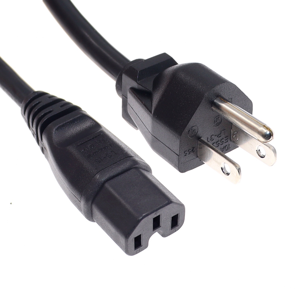 USA 3 Prong to C15 Power Cord, US NEMA 5-15P Male to IEC320 C15 Female Power Extension Cable Cord,10A 125V~250V
