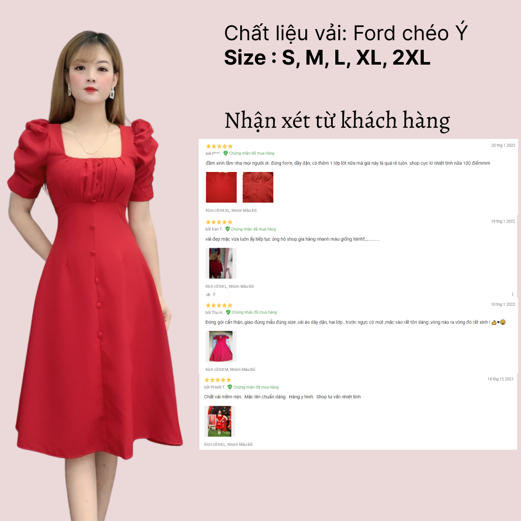 Đầm Nhún Ngực Tay Phồng YANDO DA15