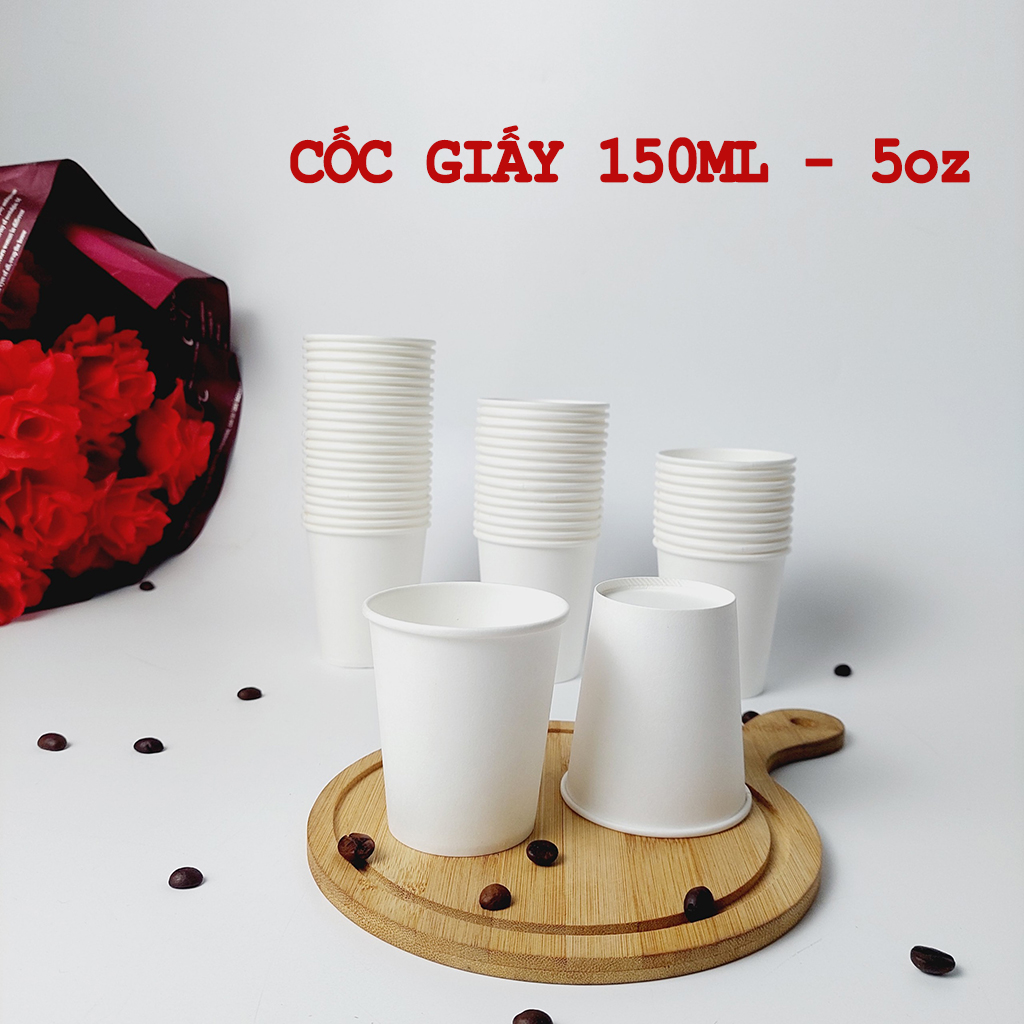 50 cốc giấy 150ml - 5oz ly giấy NHẬP KHẨU HÀN QUỐC cao cấp