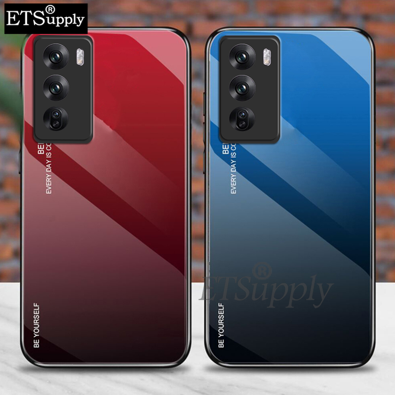 Phone case OPPO Reno 12 Pro Back cover Gradient Mirror Tempered Glass Protector Hard For OPPO Reno 12 Pro Back cover Phone Cases.