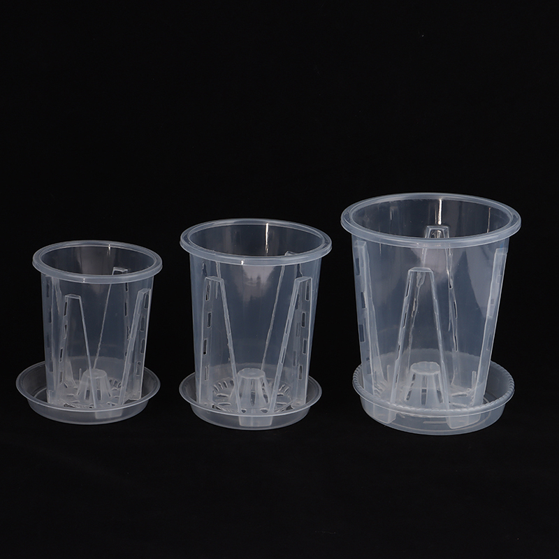 Root Control Transparent Flower Pot With Tray For Phalaenopsis Orchid ...