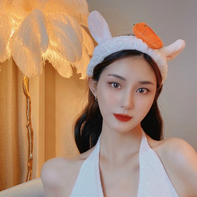 Băng đô rửa mặt Tai thỏ carot nhung
