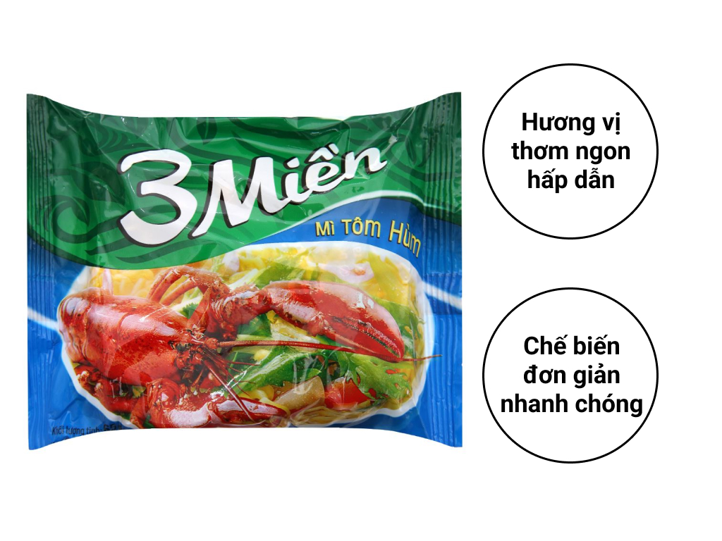 Mì 3 Miền Tôm Hùm Gói 65g
