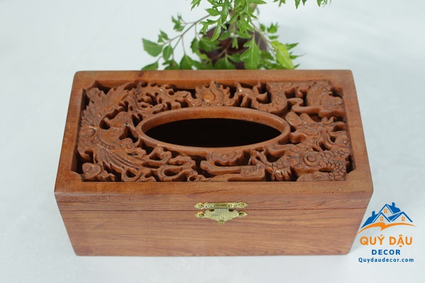 Hộp Giấy Ăn gỗ Hương Long Phụng