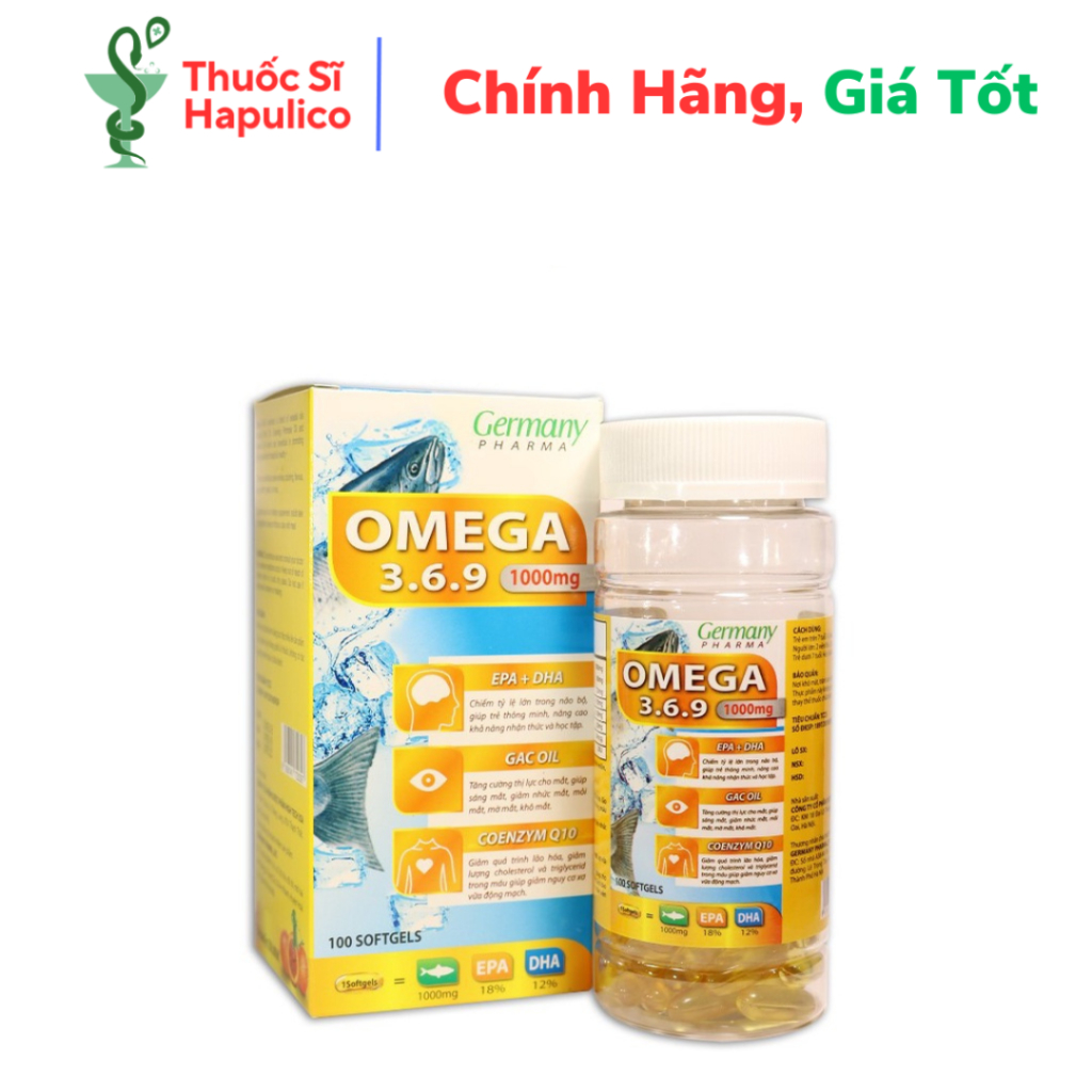 Viên dầu cá omega 3 6 9 bổ não, sáng mắt, khỏe mạnh tim mạch - 100 viên
