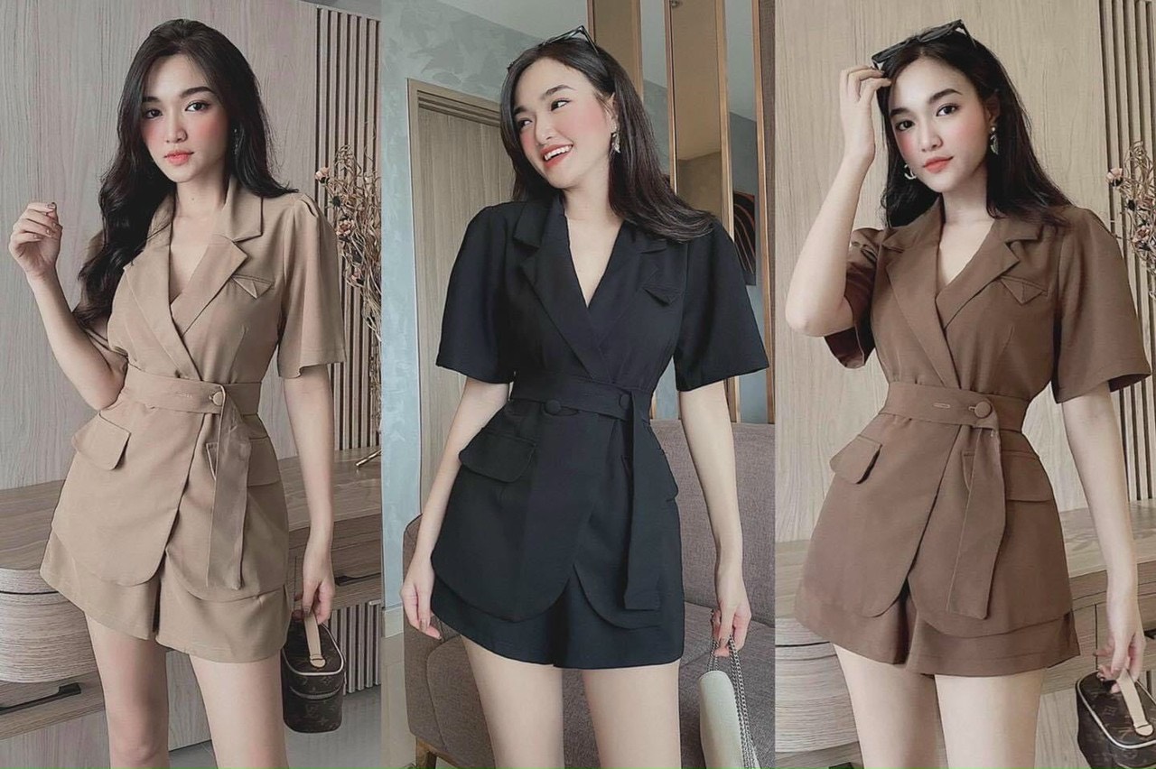 [HCM] SET BỘ VEST CỘT DÂY SIÊU SANG CHẢNH CHO CHỊ EM