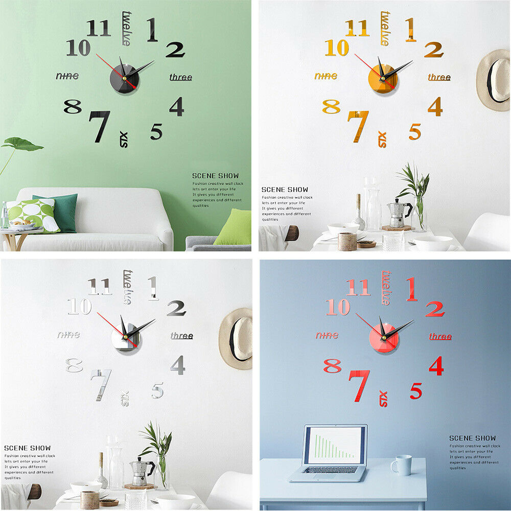Mini Sticker Clock 【New design】3D Creative Modern Design Mini DIY Large Wall-Clock Sticker ...