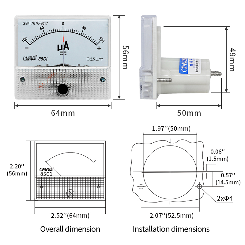 85c1 Microammeter The Positive And Negative Ammeter Analog Panel Meter ...