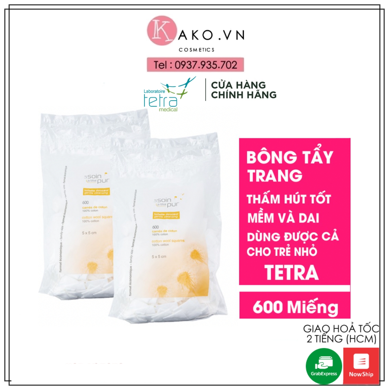 [HCM]Bông Tẩy Trang Tetra Medical 600 Miếng