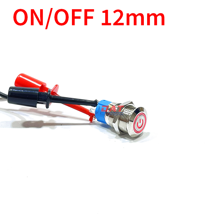 Nút nhấn tự khóa on off 12mm vòng đèn biểu tượng nguồn