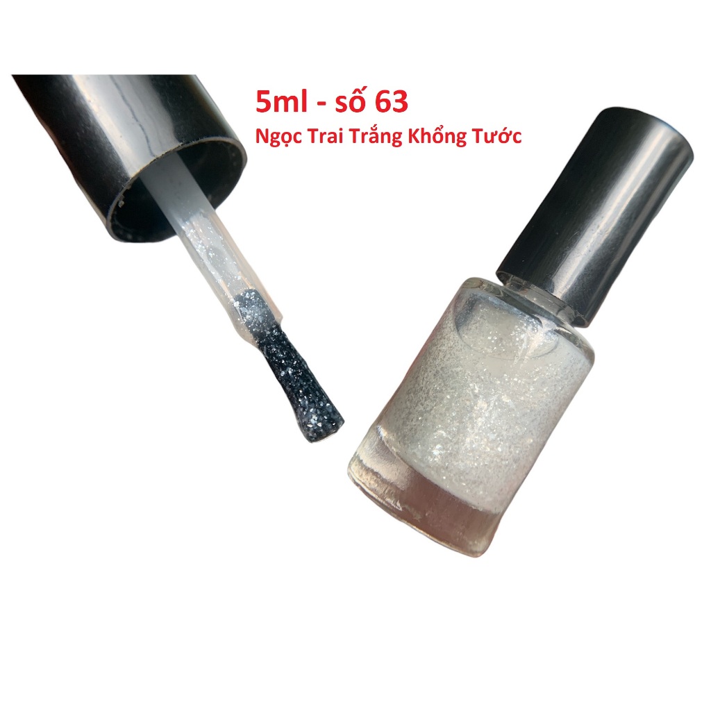 Sơn móng tay 5ml màu trắng ngọc trai lấp lánh nhanh khô, không cần hơ đèn