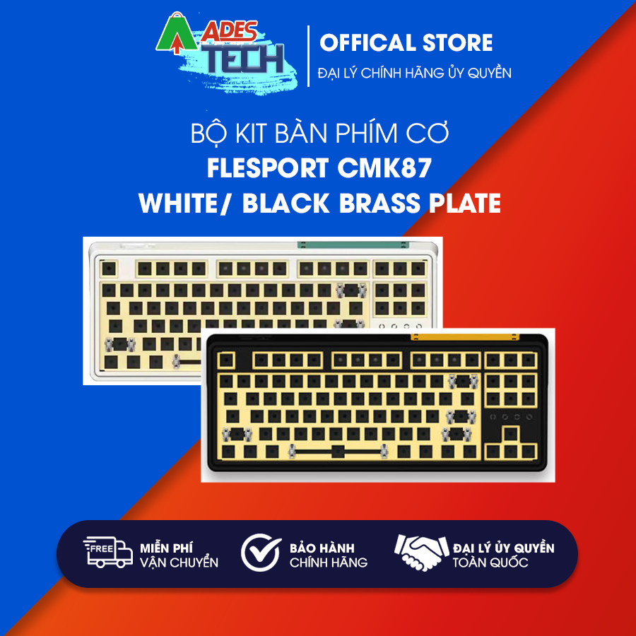 [HÀNG CHÍNH HÃNG] Bộ kit bàn phím cơ FLEsport CMK87 White/ Black Brass Plate