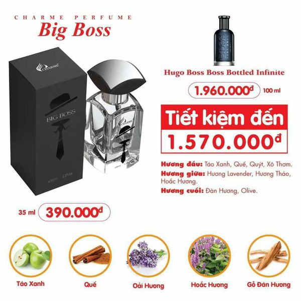 [HCM]Nước hoa nam Char.me Big Boss - ẤM ÁP VÀ CÁ TÍNH (35ML)