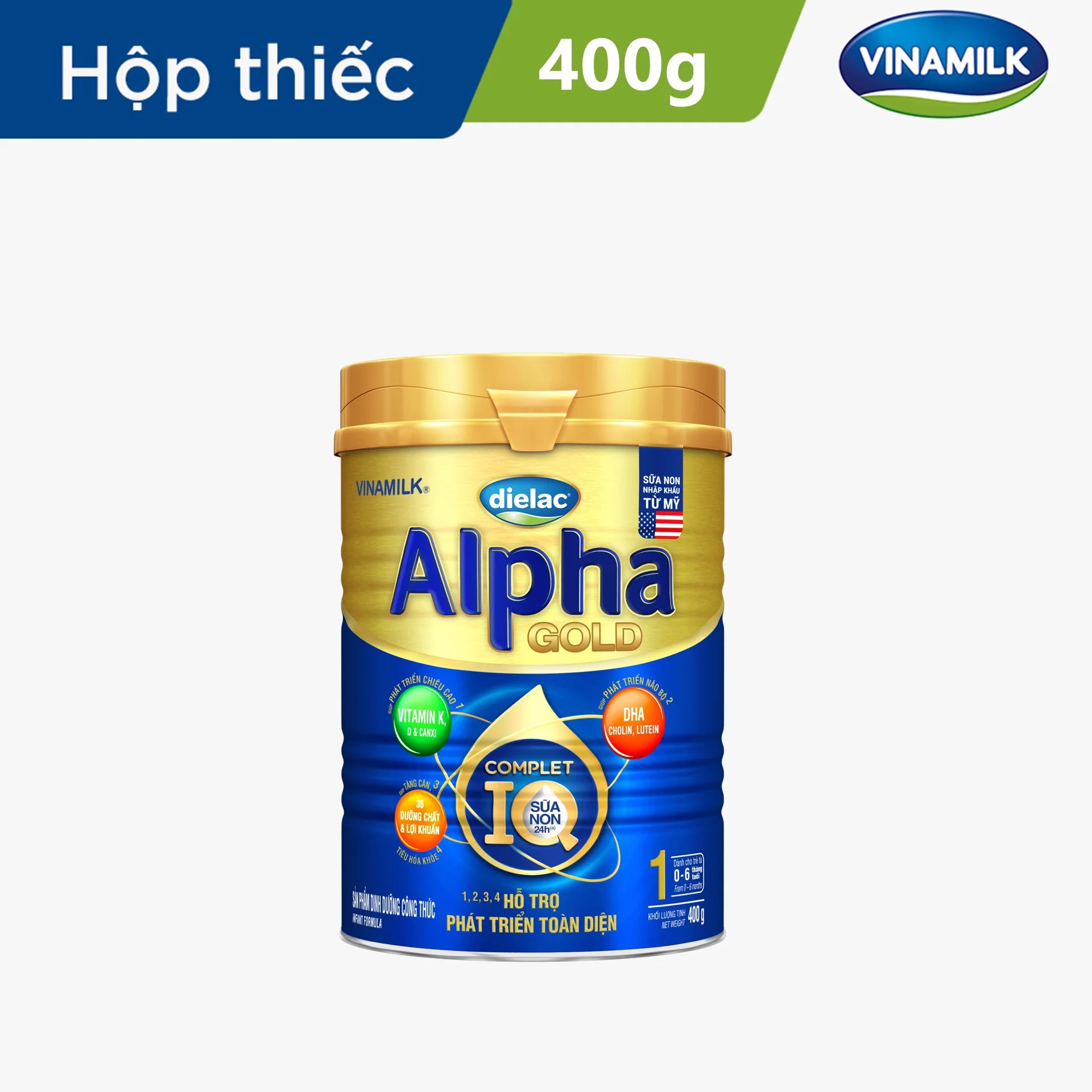Sữa bột Dielac Alpha Gold 1 - lon 400g (cho trẻ từ 0 - 6 tháng tuổi) (sữa non) [Chính hãng] [date xa]