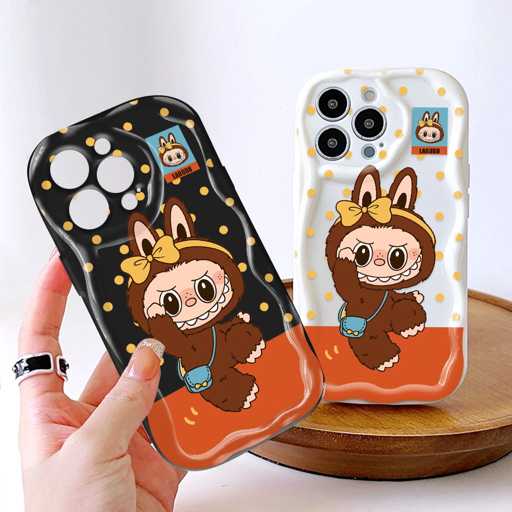 Hontinga for OPPO A3x Back Cover Cute Labubu Phone Case Texture Wavy Edge Soft Mobile Cover. 