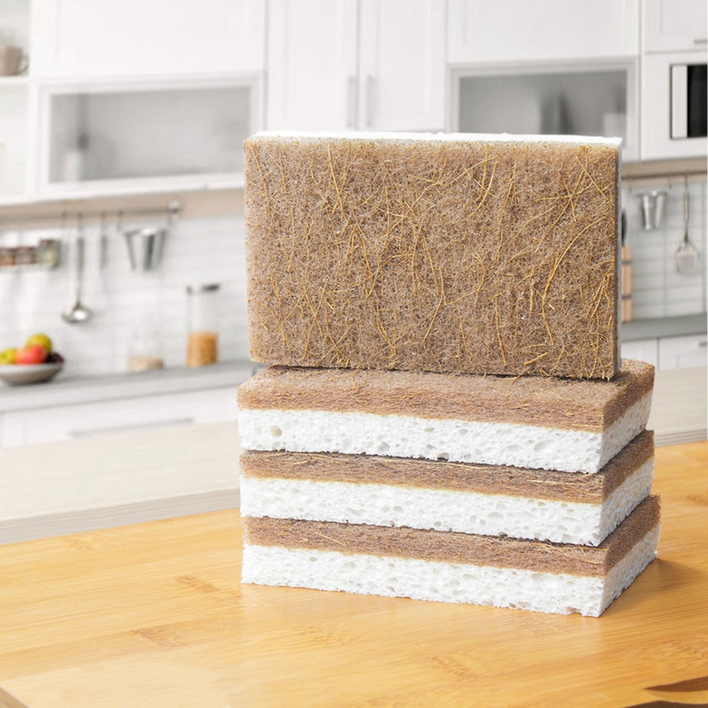 16PCS Biodegradable Compostable Cellulose Kitchen Sponges Coconut Scrubber - Eco Friendly Sponge for Dishes Cleaning