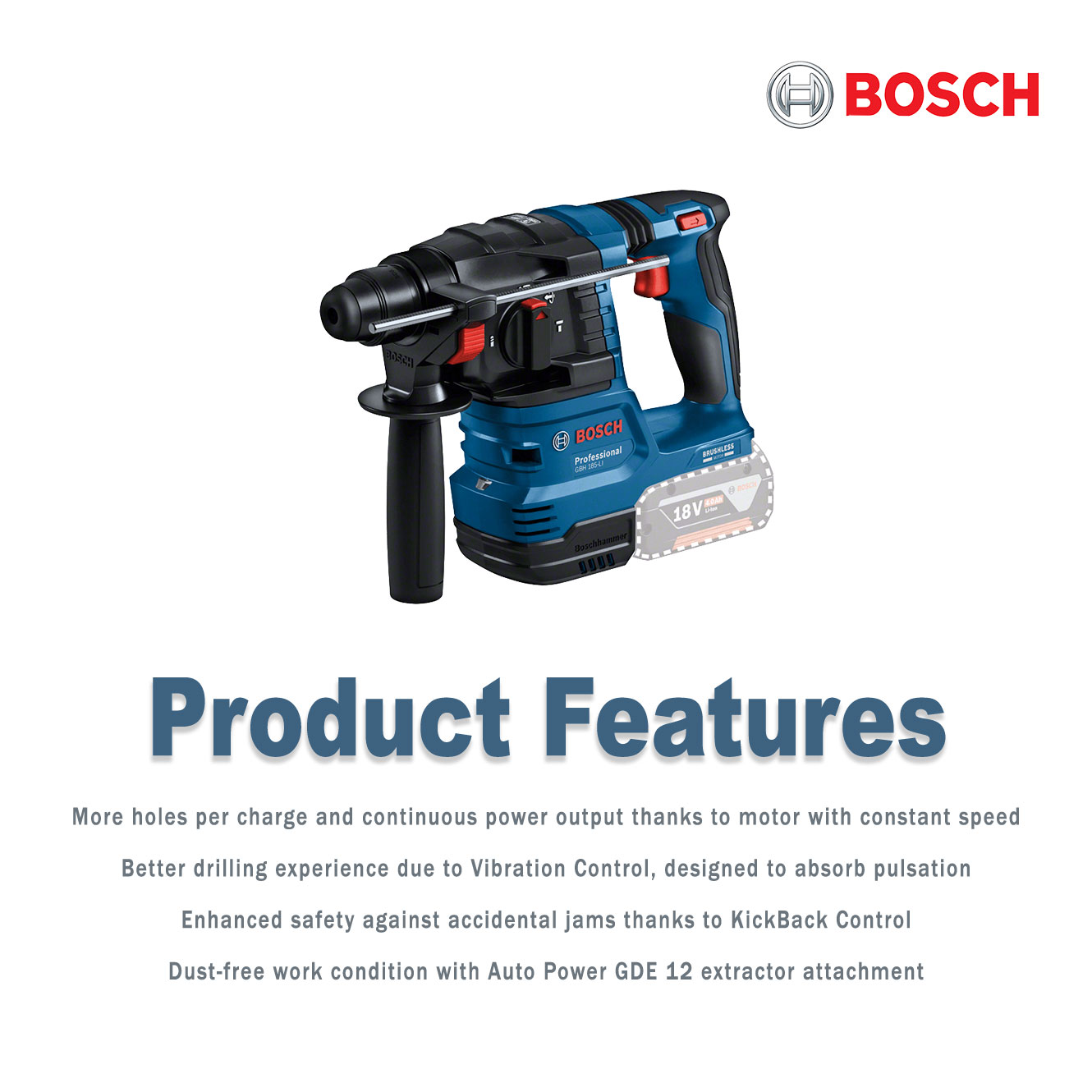 BOSCH GBH185 GSR185 18V Combo Cordless Rotary Hammer Cordless