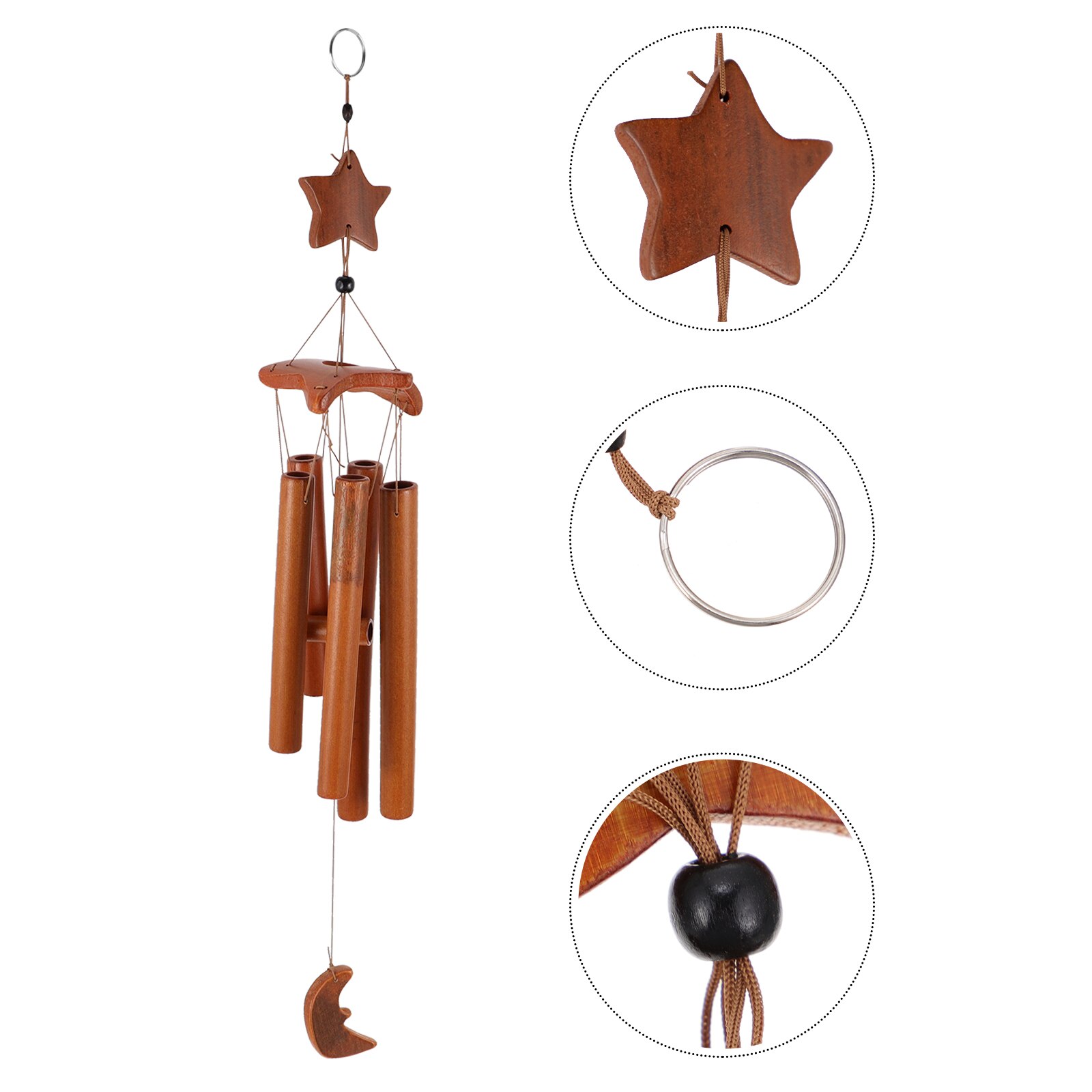 1Pc Bamboo Wind Chimes Creative Star Wind Bell Garden Hanging Decoration
