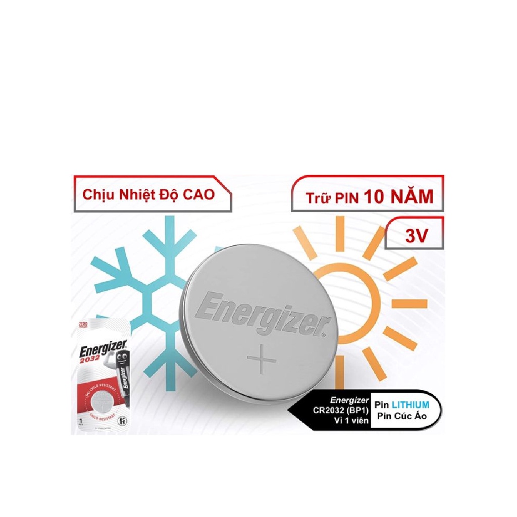 Pin Cúc Áo Energizer Lithium E-CR 2032 BP1 - Vỉ 1 Viên