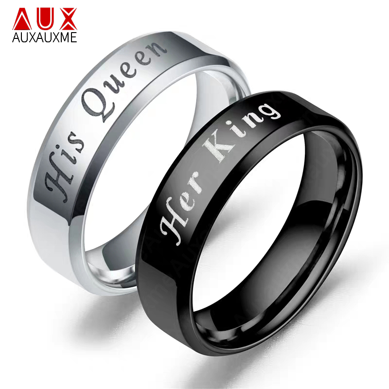 6mm%20Her%20King%20His%20Queen%20Ring%20For%20lovers%20Jewelry%20Black%20Stainless%20Steel%20Couple%20Wedding%20Day%20Gift%20-%20Image%203
