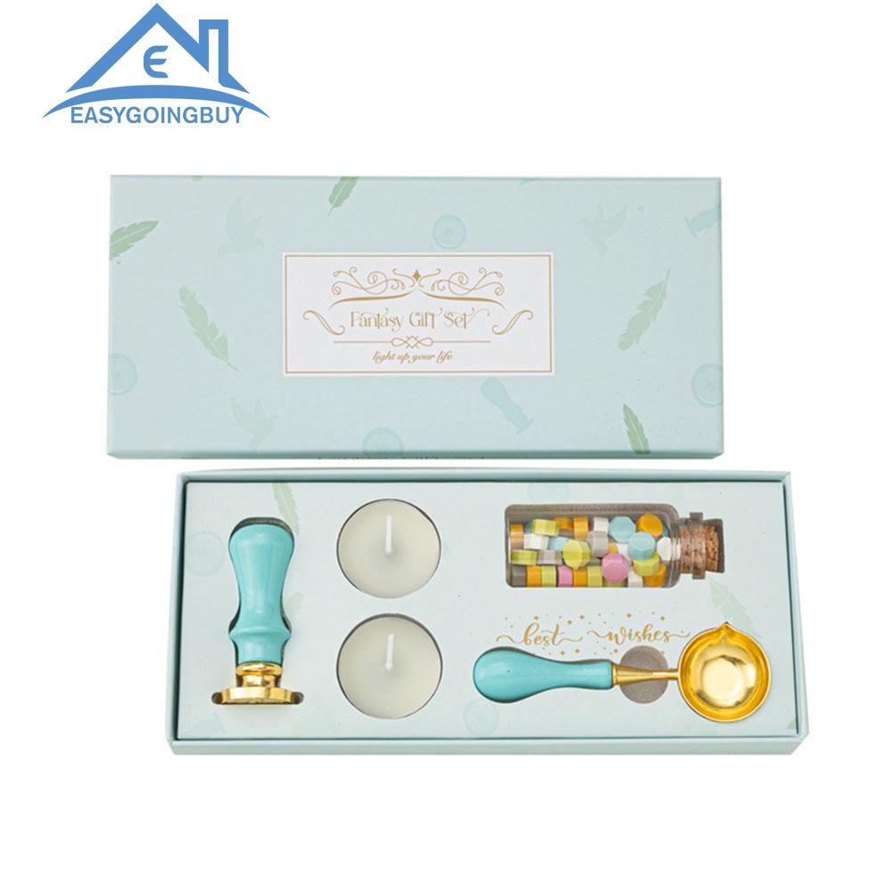 Fire Paint Stamp Set Exquisite Gift Box Wax Seal Kit for Envelope Decorations