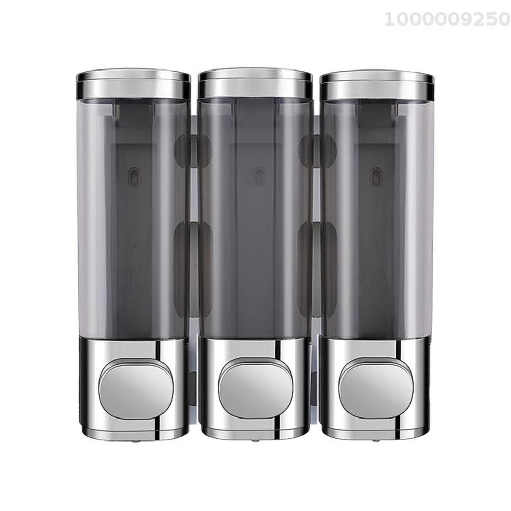 Shower Shampoo Dispenser 3 Chamber Wall Mounted 3x300ml Drill Free Shower Pump Soap Dispenser for Shampoo Conditioner Body Lotion Toilet Hotel Bathroom School Shopping Mall