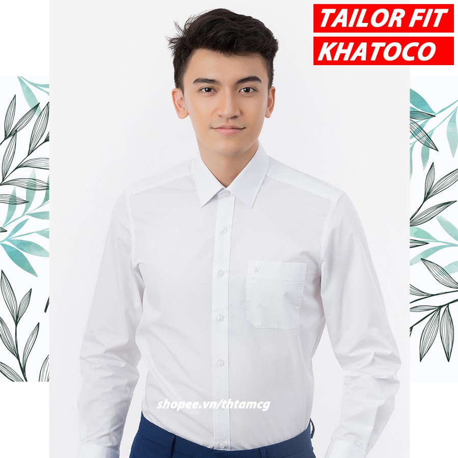 Áo sơ mi nam trắng tay dài khatoco a1md290t1 tailor fit