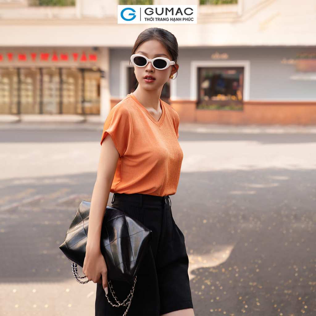 [15 - 17.4 |Voucher 8-12%] Áo thun nữ cổ tim thời trang GUMAC ATE05030