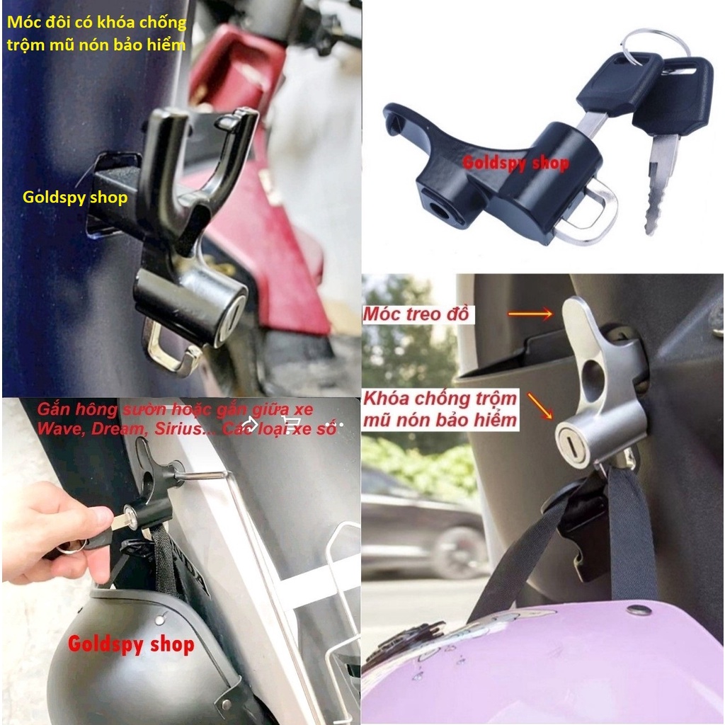 Móc Treo Đồ Xe Máy (2 Móc Nhôm Xoay 180 độ)