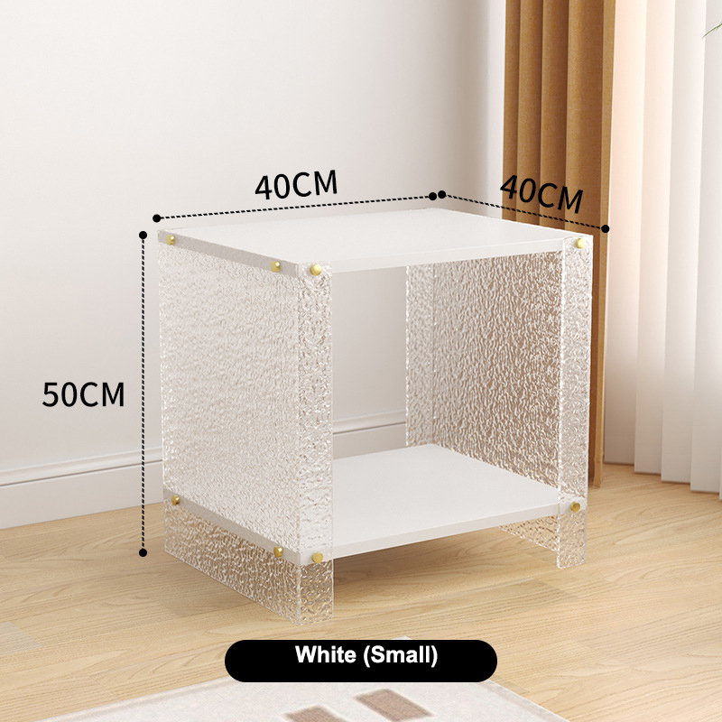 Acrylic parallel coffee table, modern minimalist living room, square side table, small household practical shelves