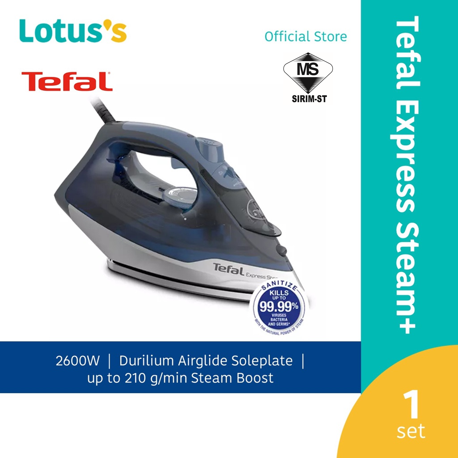 [With Voucher] Tefal Steam Iron Express Steam+ (FV2887) | Lazada