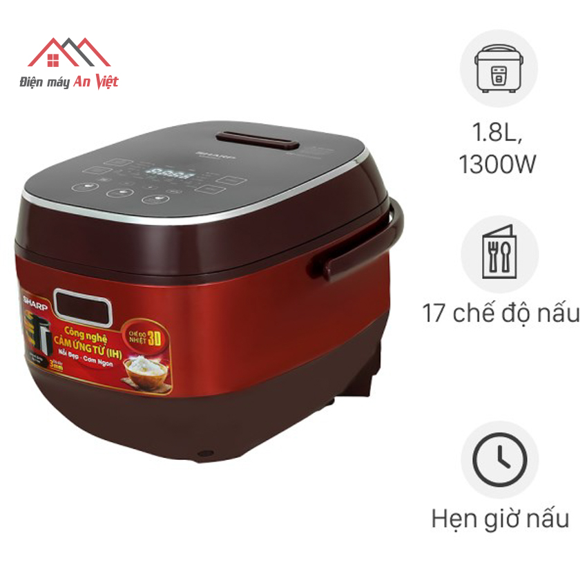 Nồi cơm cao tần 1.8 lít Sharp KS-IH191V-RD - Hàng Chính Hãng